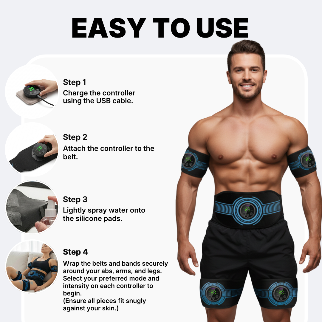 FlexPro 360 EMS Muscle Stimulator for Men & Women | Full Body Abs, Arms & Legs