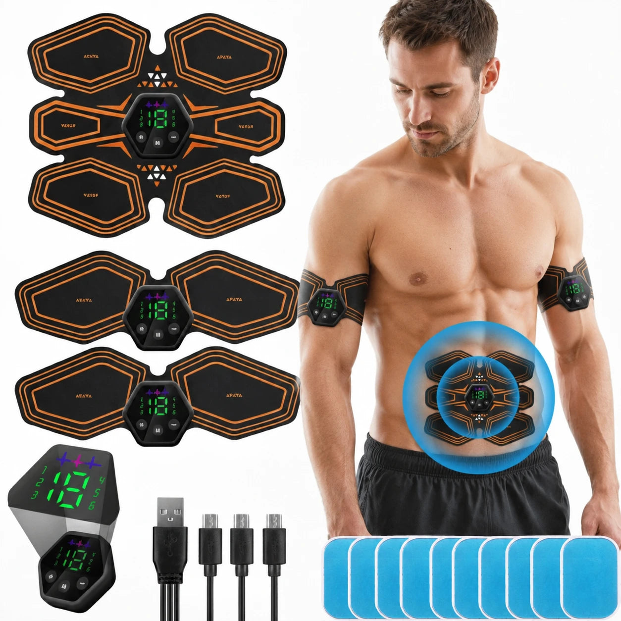 Professional Abs & Arms EMS Muscle Machine with Gel Pads